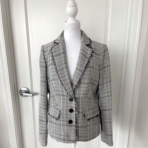 Karl Lagerfeld Paris Fringe-Trimmed Tweed Women’s Blazer Size 8